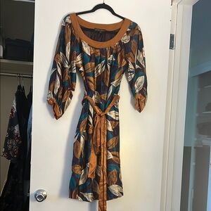 Donna Ricco Orange Black Wrap Sundress